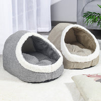 HKM-7530173 Reversible Lamb and PP Cotton Pet Nest for Cats and Dogs - Gray and Light Brown