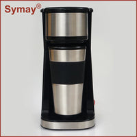 HKM-753043 Colourful Electric Personal Drip Coffee Maker with Travel Coffee Cup and Stainless Steel Accents
