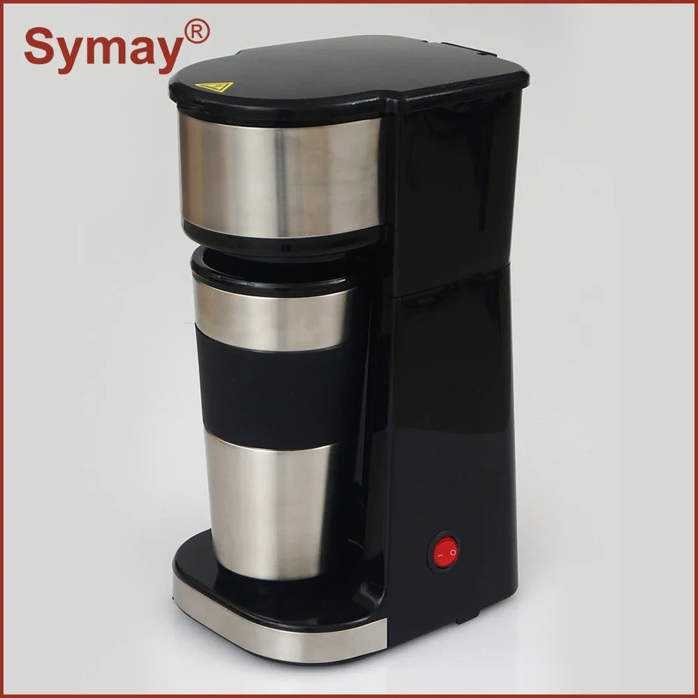 HKM-753043 Colourful Electric Personal Drip Coffee Maker with Travel Coffee Cup and Stainless Steel Accents