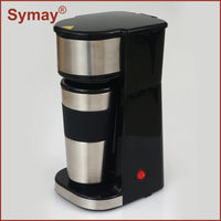 HKM-753043 Colourful Electric Personal Drip Coffee Maker with Travel Coffee Cup and Stainless Steel Accents