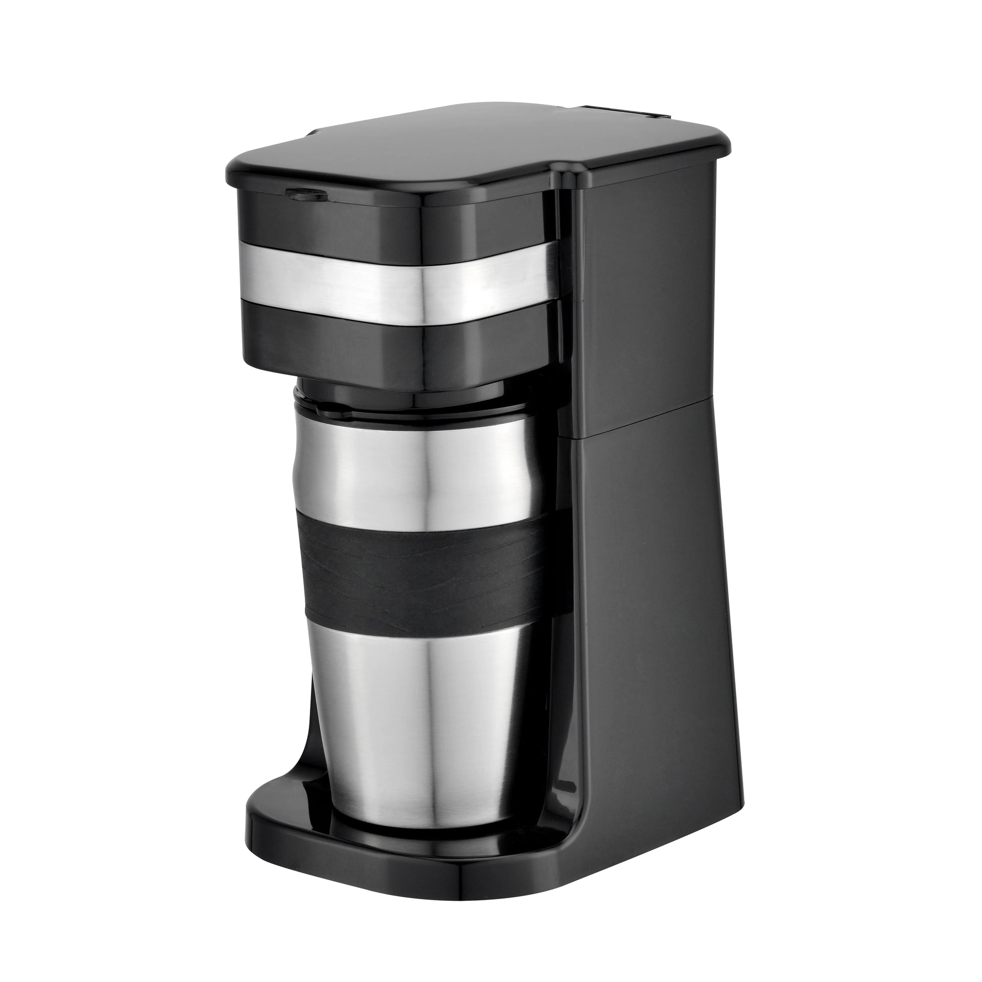 HKM-753043 Colourful Electric Personal Drip Coffee Maker with Travel Coffee Cup and Stainless Steel Accents