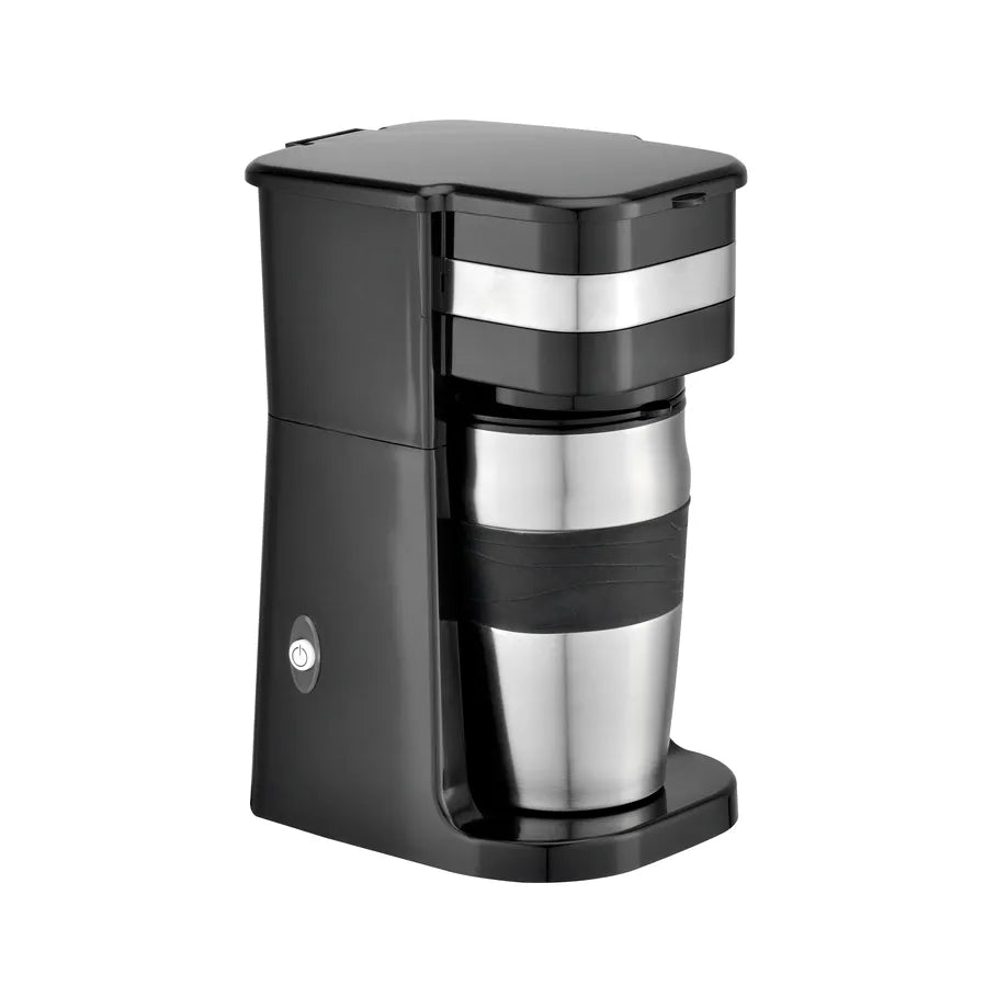 HKM-753043 Colourful Electric Personal Drip Coffee Maker with Travel Coffee Cup and Stainless Steel Accents