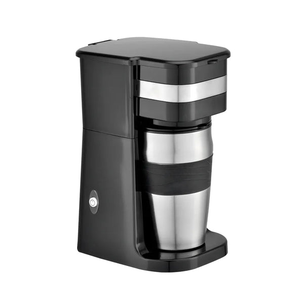 HKM-753043 Colourful Electric Personal Drip Coffee Maker with Travel Coffee Cup and Stainless Steel Accents