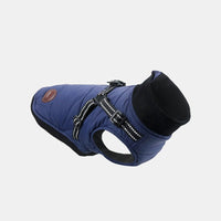 HKM-7530557 Warm Cotton-Padded Dog Coat for Autumn and Winter in Blue, Orange, and Gray - Multiple Sizes Available