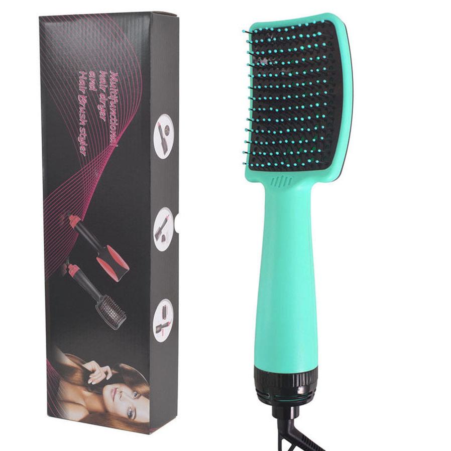 HKM-753107 Negative Ion Direct Heating Air Comb for Wet and Dry Hair - Rose Red & Light Green