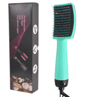 HKM-753107 Negative Ion Direct Heating Air Comb for Wet and Dry Hair - Rose Red & Light Green