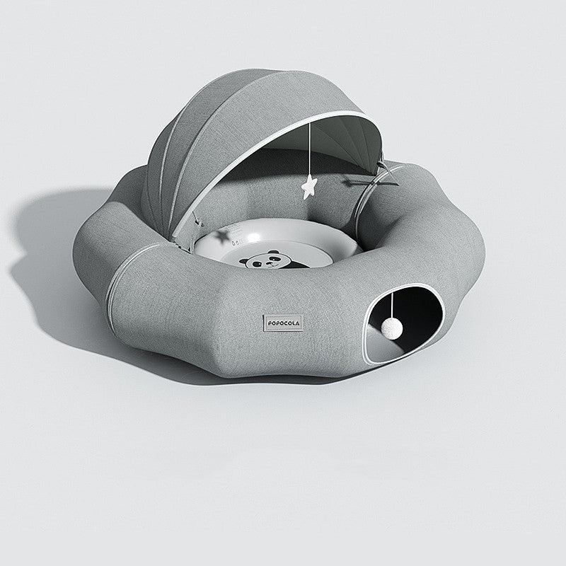 HKM-7531197 Foldable Cat Tunnel Nest with Summer Ice Nest, Removable & Washable, Cool & Breathable Design