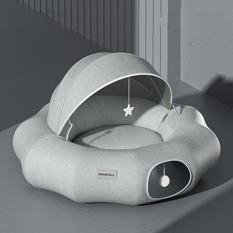 HKM-7531197 Foldable Cat Tunnel Nest with Summer Ice Nest, Removable & Washable, Cool & Breathable Design