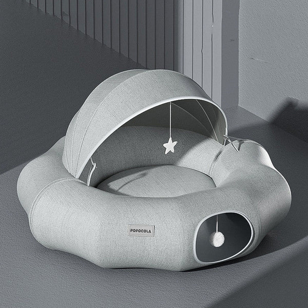 HKM-7531197 Foldable Cat Tunnel Nest with Summer Ice Nest, Removable & Washable, Cool & Breathable Design