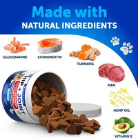 HKM-7531965 Hemp Infused Hip and Joint Support Chews for Dogs - Glucosamine, Chondroitin, Turmeric, Duck Flavor