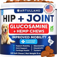 HKM-7531965 Hemp Infused Hip and Joint Support Chews for Dogs - Glucosamine, Chondroitin, Turmeric, Duck Flavor
