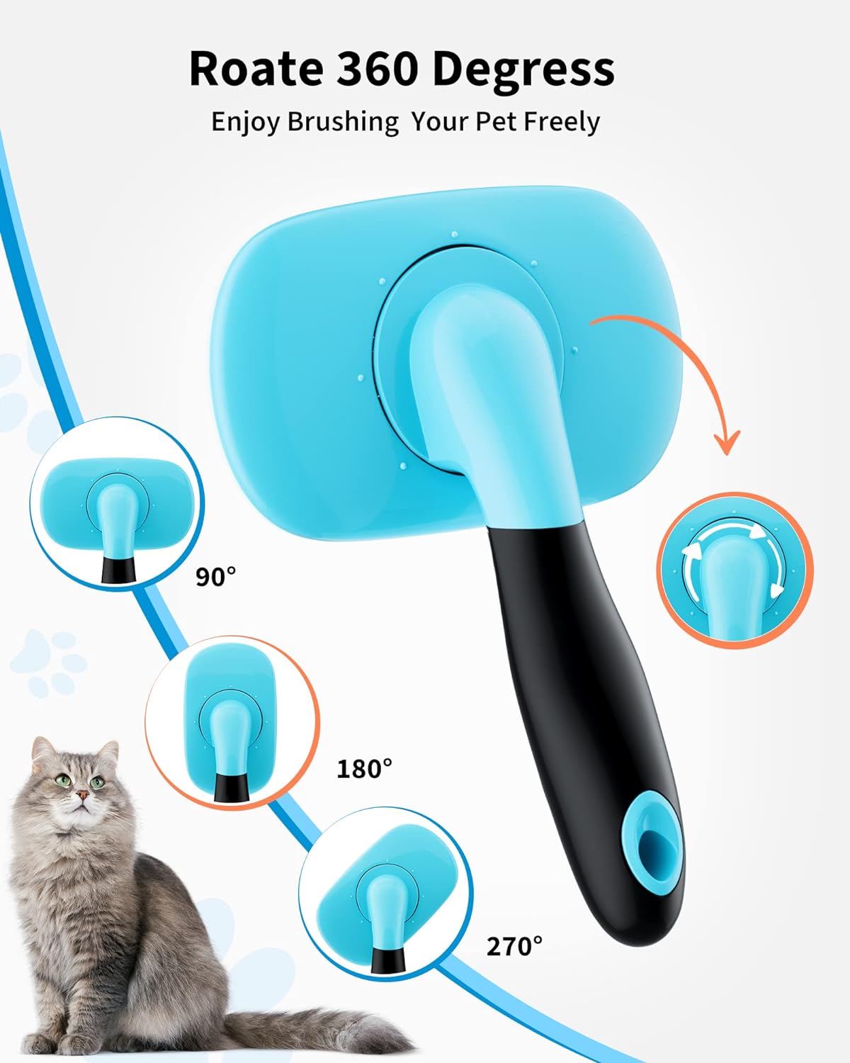 HKM-7533373 Pet Grooming Brush for Dogs and Cats - Stainless Steel Bristles, Comfort Grip Handle, Easy Cleaning, Long and Short Hair
