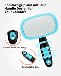 HKM-7533373 Pet Grooming Brush for Dogs and Cats - Stainless Steel Bristles, Comfort Grip Handle, Easy Cleaning, Long and Short Hair