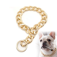 HKM-7533885 Stylish Metal Pet Necklace in Silver or Gold - Adjustable Sizes for Neck Circumferences Up to 50cm