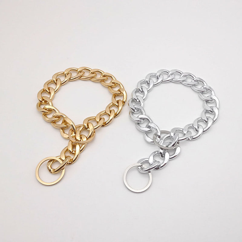 HKM-7533885 Stylish Metal Pet Necklace in Silver or Gold - Adjustable Sizes for Neck Circumferences Up to 50cm