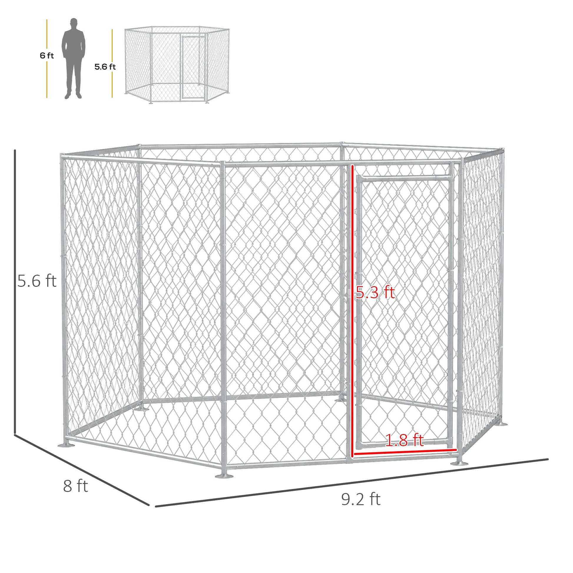HKM-7535549 Outdoor Dog Kennel for Medium and Large Dogs with Lockable Walk-In Door and Spacious Design