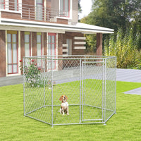 HKM-7535549 Outdoor Dog Kennel for Medium and Large Dogs with Lockable Walk-In Door and Spacious Design