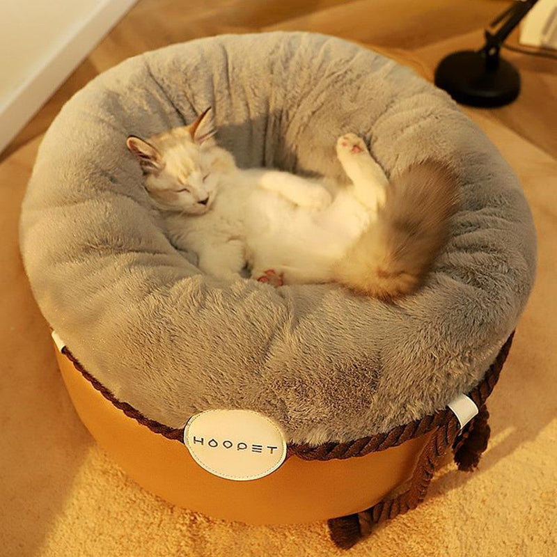 HKM-7535933 Cozy Solid Color Cat Nest with Plush Padding - Available in Two Sizes