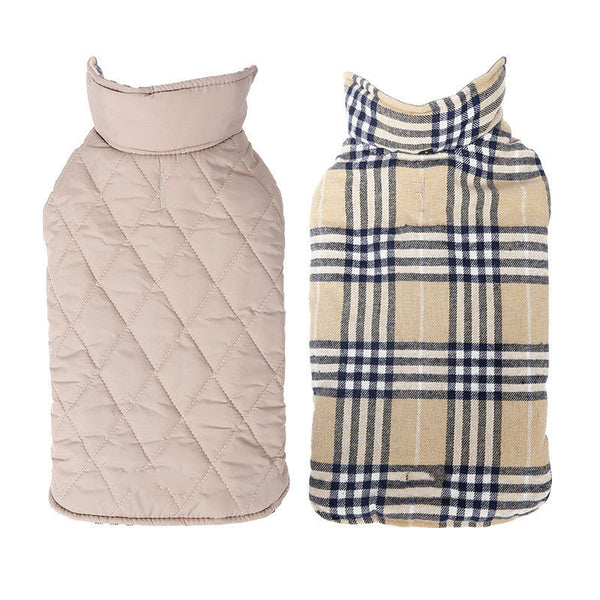 HKM-7536061 Reversible Waterproof Lattice Pet Dog Jacket ¨C Stylish and Functional Dog Clothes in Multiple Colors and Sizes