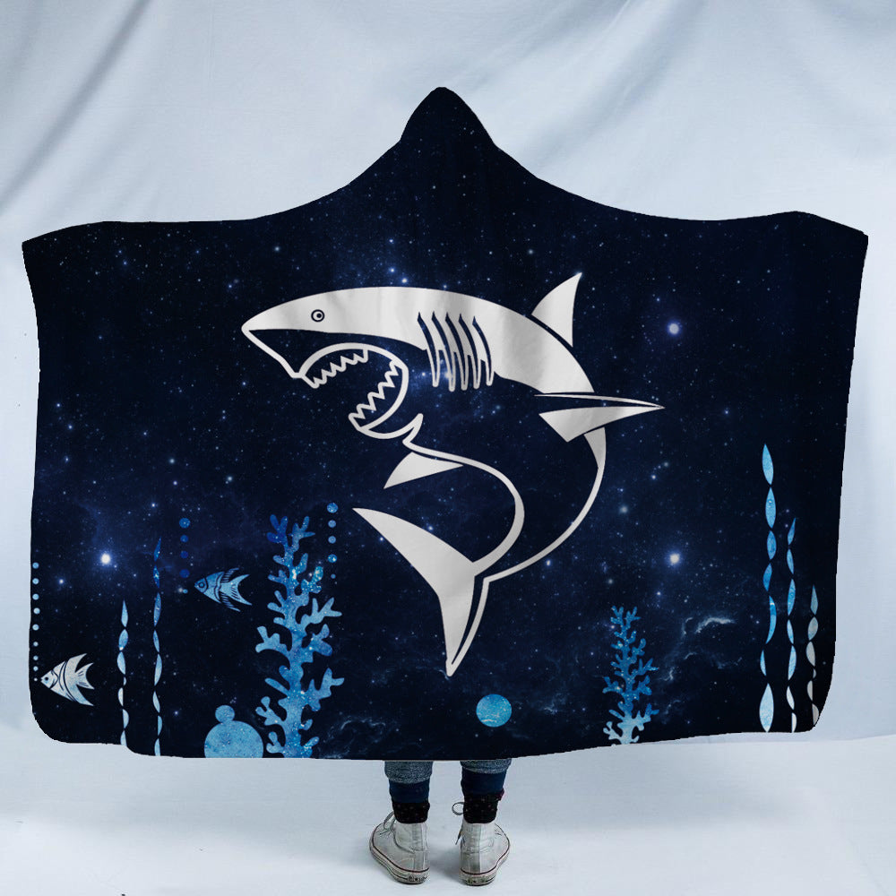 HKM-753619 Cozy Shark, Tortoise, and Crab Hooded Blanket for Kids