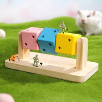 HKM-7536701 Wooden Rubik's Cube Hamster Toy for Small Pets - Ideal for Hamsters and Birds
