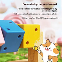 HKM-7536701 Wooden Rubik's Cube Hamster Toy for Small Pets - Ideal for Hamsters and Birds