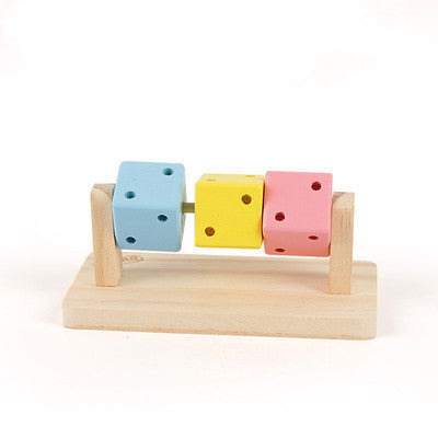 HKM-7536701 Wooden Rubik's Cube Hamster Toy for Small Pets - Ideal for Hamsters and Birds
