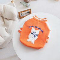 HKM-7538237 Casual Cotton Baseball Suit for Small Dogs in Orange - Teddy Bugs Law Design, Available in Multiple Sizes