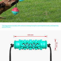 HKM-7540285 Durable TPR Chew Stick for Dogs - Teeth Cleaning Dumbbell Design in Red, Blue, and Green