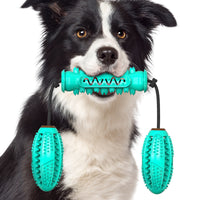 HKM-7540285 Durable TPR Chew Stick for Dogs - Teeth Cleaning Dumbbell Design in Red, Blue, and Green
