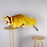 HKM-7541821 Little Lion Dance Costume for Pets - Chinese Style Polar Fleece Clothing, Sizes S, M, L, XL
