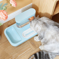 HKM-7543485 Automatic Cat Drinking Fountain and Feeding Bowl ¨C Dual 1500ml Capacity in Starry Sky Blue or Snow Mountain White