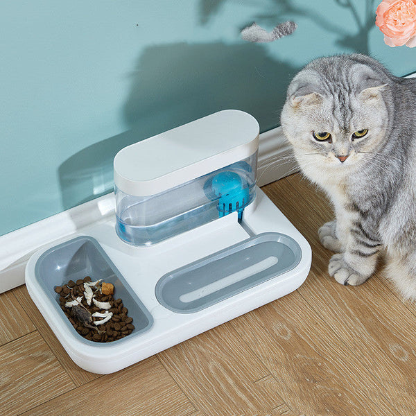 HKM-7543485 Automatic Cat Drinking Fountain and Feeding Bowl ¨C Dual 1500ml Capacity in Starry Sky Blue or Snow Mountain White