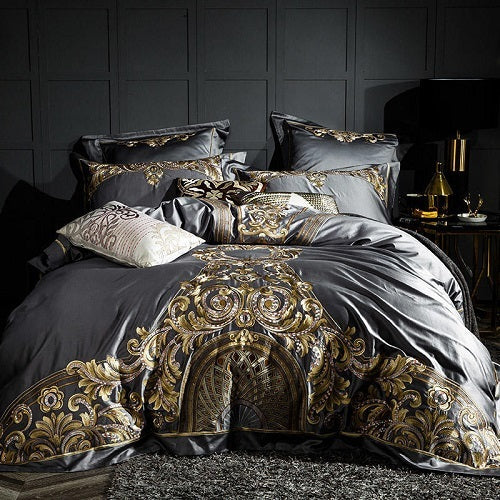 HKM-754387 Embroidered Cotton Quilt Cover Set with Floral Design for 1.8m Bed