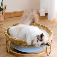 HKM-7547453 Bamboo Cat Nest - Washable Semi-Enclosed Woven Bed for Comfort