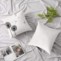 HKM-754771 Dandelion Print Linen Pillow Cover, 45x45cm Modern Decorative Cushion for Sofa and Bedroom