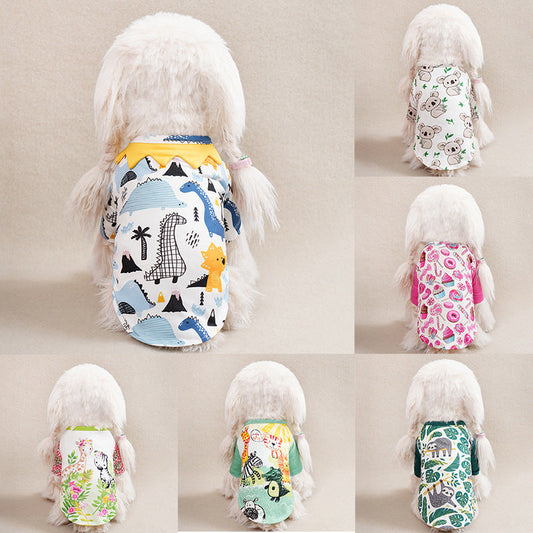 HKM-7547965 Full Printed Casual T-Shirt for Small Dogs - Spring & Autumn Available in Multiple Sizes and Colors