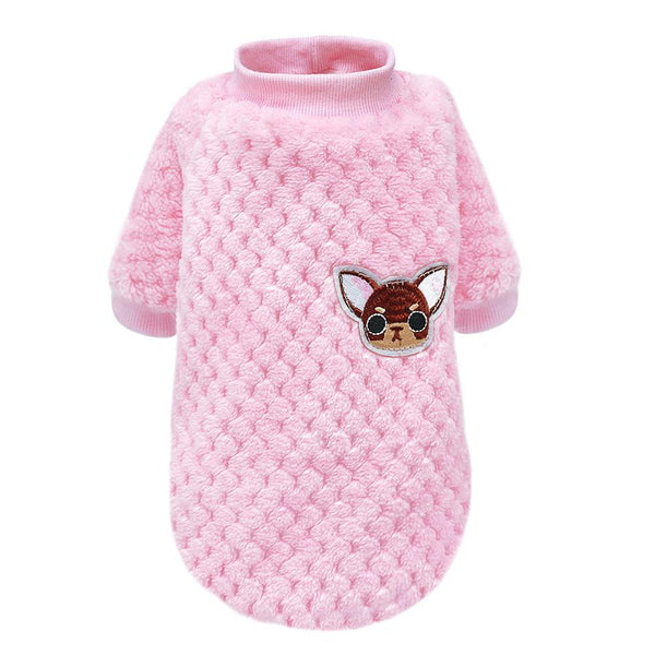HKM-754835 Cozy Fleece Jacket for Small Dogs - Pink & Blue, Soft Warm Winter Dog Clothing for Chihuahuas, Yorkies, and Pugs Sized S-2XL