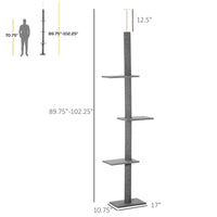 HKM-7548861 Adjustable Height Cat Tree with Sisal-Covered Scratching Posts and Soft Platforms, 8.5 ft Climbing Tower for Cats, Grey