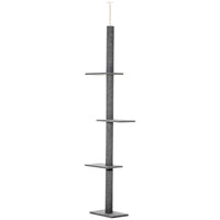 HKM-7548861 Adjustable Height Cat Tree with Sisal-Covered Scratching Posts and Soft Platforms, 8.5 ft Climbing Tower for Cats, Grey