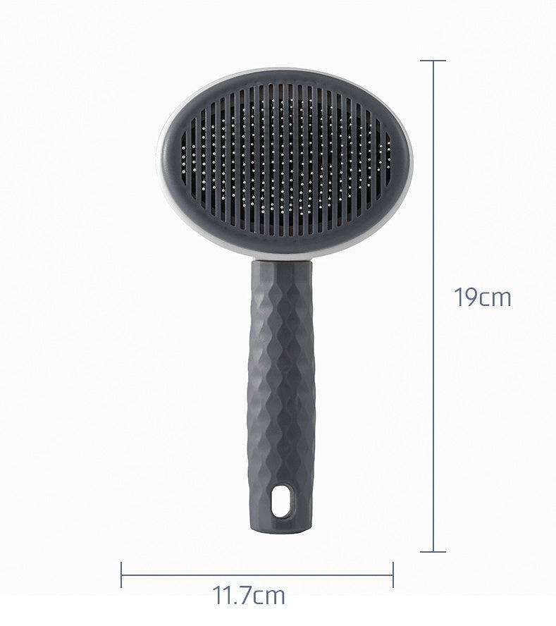 HKM-7548989 One-Click Pet Needle Comb for Dogs and Cats - Round Gray, Blue, Pink Options