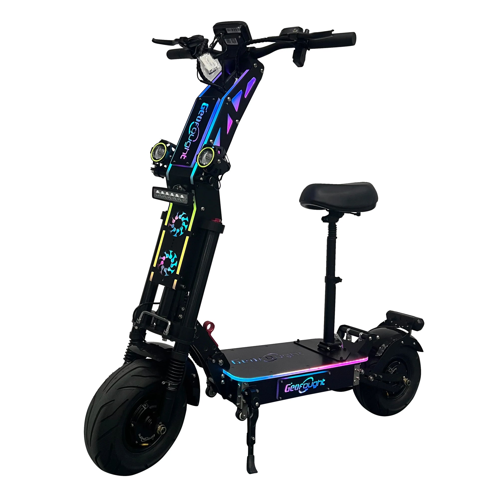 HKM-754963 Folding Electric Scooter with 10000W Dual Motor, 72V 40Ah Battery, 13-Inch Fat Tires, Bluetooth, RGB Lights