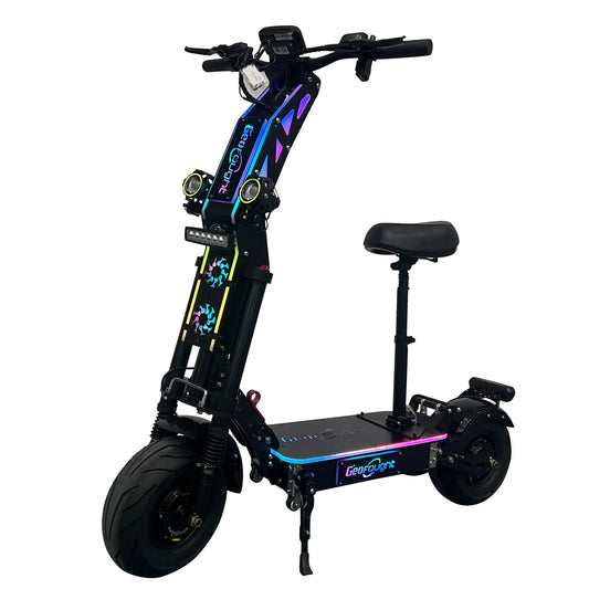 HKM-754963 Folding Electric Scooter with 10000W Dual Motor, 72V 40Ah Battery, 13-Inch Fat Tires, Bluetooth, RGB Lights
