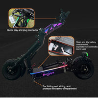 HKM-754963 Folding Electric Scooter with 10000W Dual Motor, 72V 40Ah Battery, 13-Inch Fat Tires, Bluetooth, RGB Lights