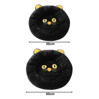 HKM-7550653 Cozy Black Cat-Shaped Pet Nest with Supportive Edges, Soft Velvet Material, Available in Two Sizes