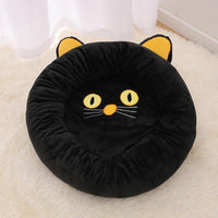 HKM-7550653 Cozy Black Cat-Shaped Pet Nest with Supportive Edges, Soft Velvet Material, Available in Two Sizes