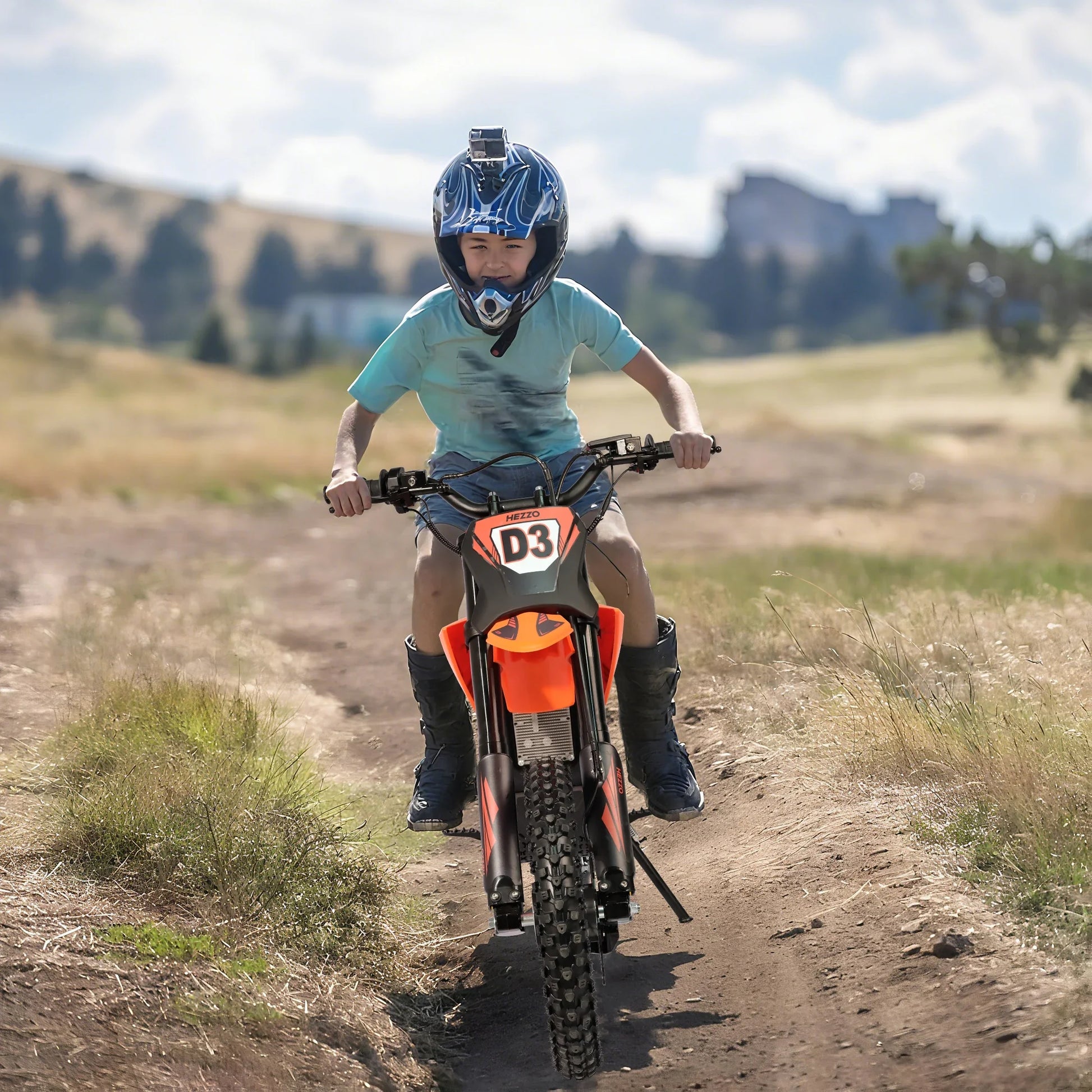 HKM-755155 HEZZO D3 Electric Dirt Bike 60V 3500W 27AH 14-Inch Off-Road Enduro Ebike for Teens