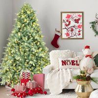 HKM-755219 7ft Blue-Green Mixed PE/PVC Hinged Artificial Christmas Tree with Lights