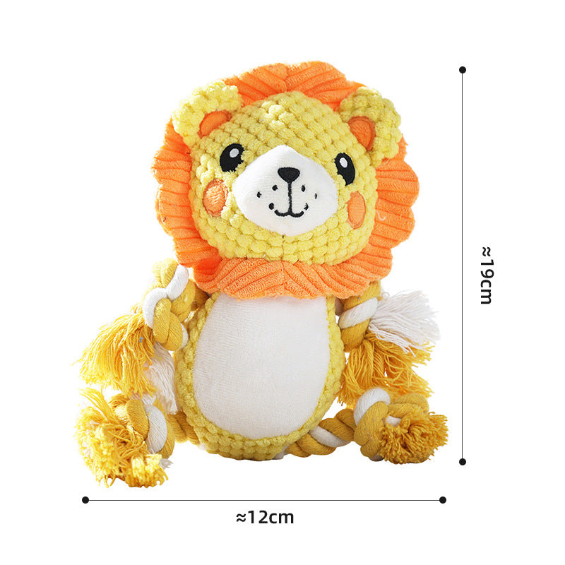 HKM-7552829 Interactive Plush Dog Toy for Molar Teeth Cleaning - Long Lion, Elephant, Wolf, Monkey, Rhinoceros & More
