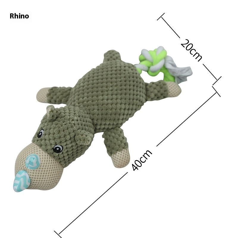 HKM-7552829 Interactive Plush Dog Toy for Molar Teeth Cleaning - Long Lion, Elephant, Wolf, Monkey, Rhinoceros & More
